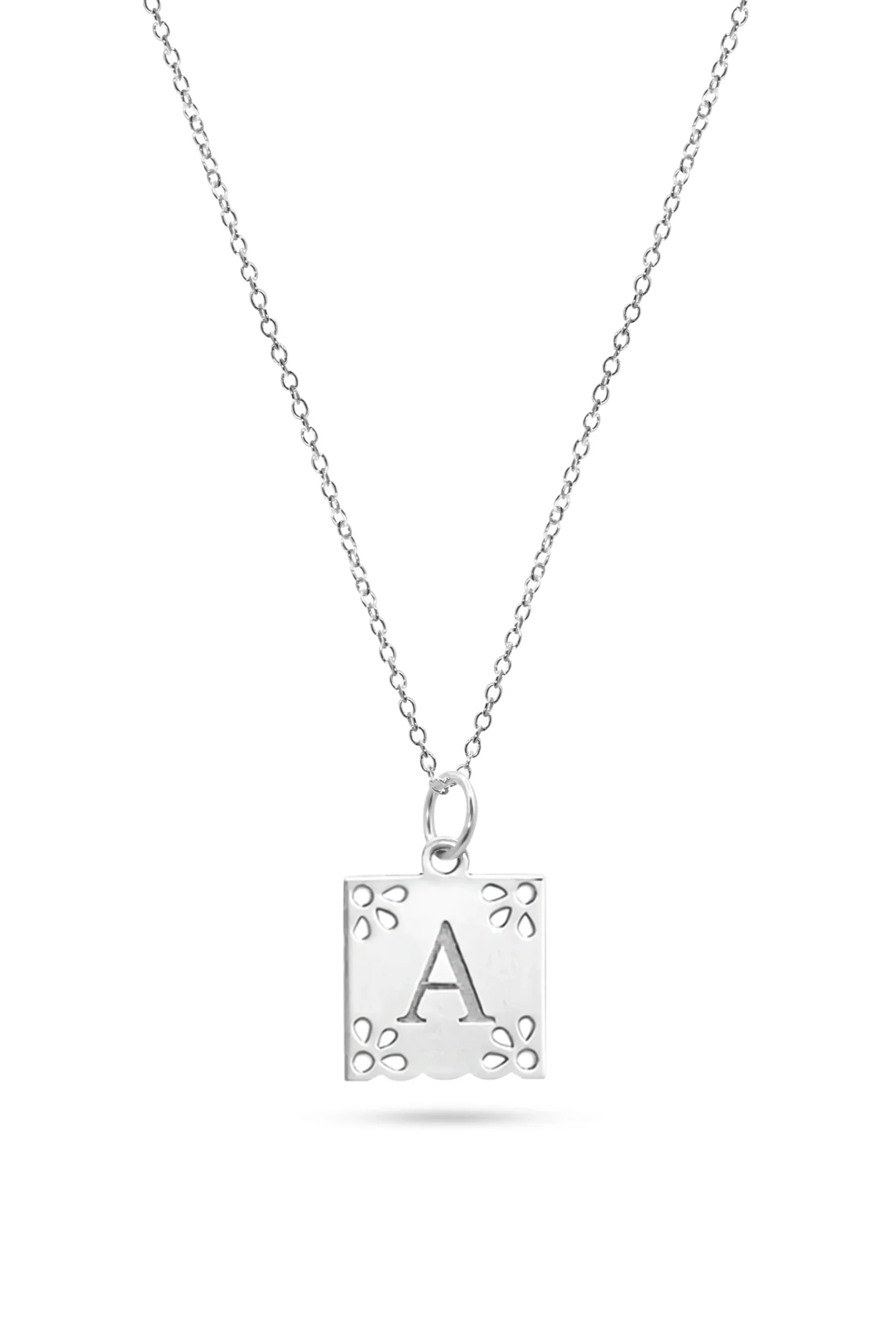 Sterling Silver Papel Picado Initial Necklace